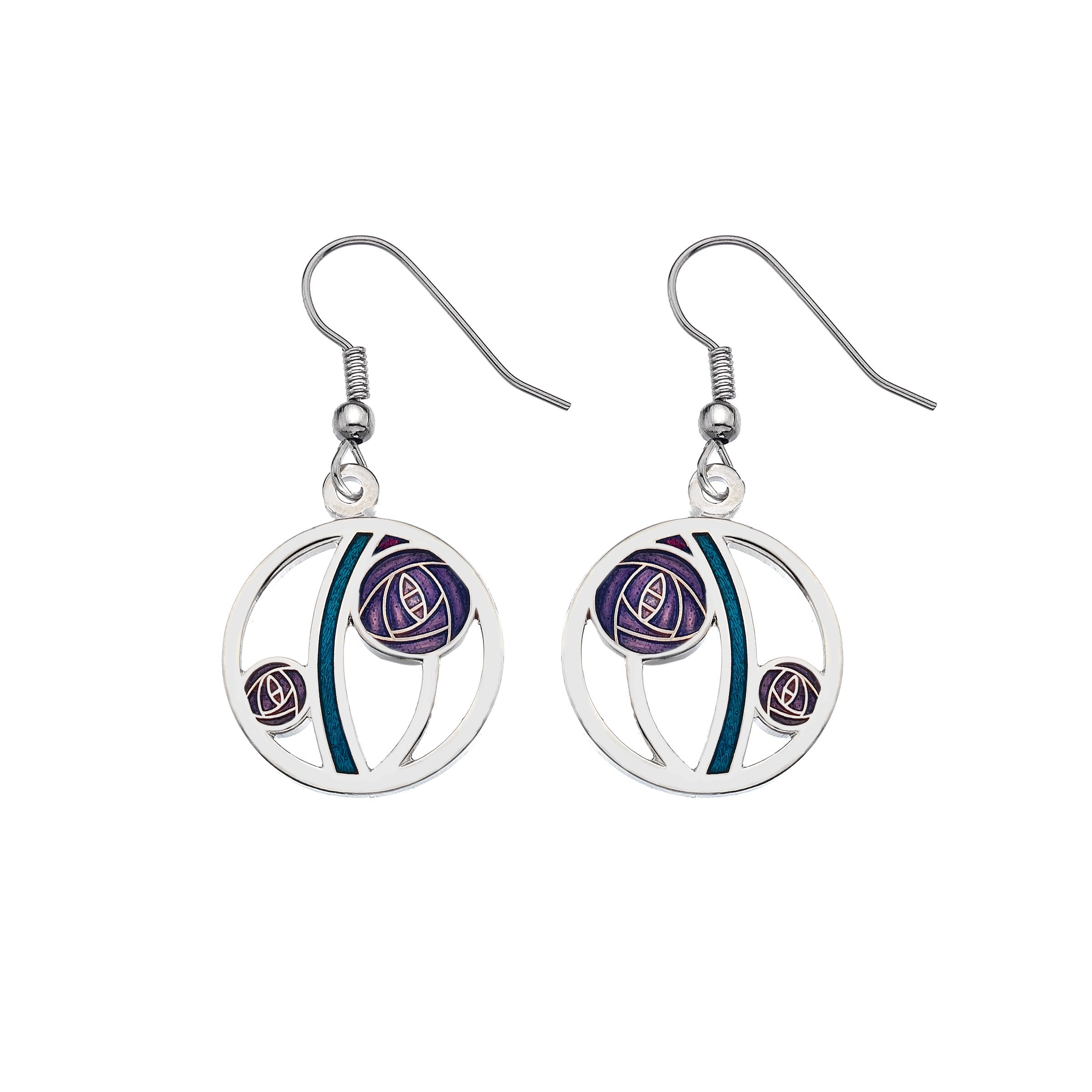 Mackintosh Purple Rose Cut Out Earrings